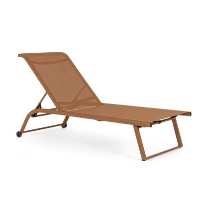 Tumbona Reclinable Con Ruedas Aluminio Marrón, 70 Cm