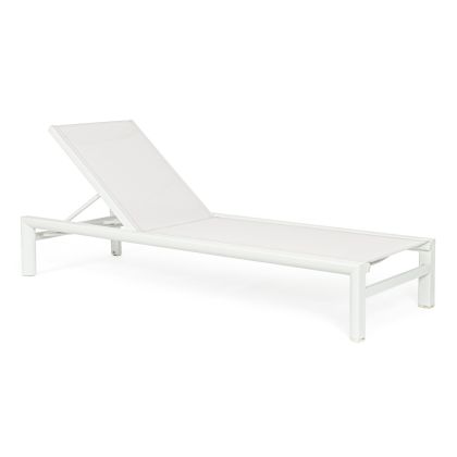 Tumbona Reclinable Con Ruedas Patas Aluminio Blanco, 74 Cm