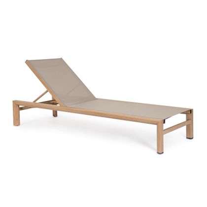 Tumbona Reclinable Con Ruedas Aluminio Efecto Madera, 74 Cm
