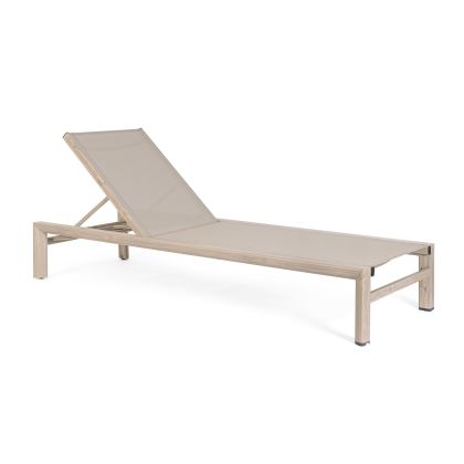 Tumbona Reclinable Con Ruedas Aluminio Efecto Madera Natural, 74 Cm