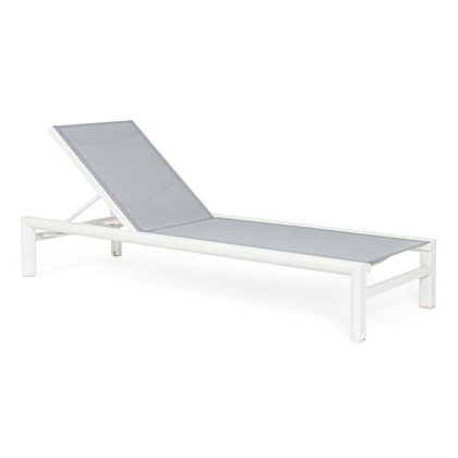 Tumbona Reclinable Con Ruedas Aluminio Blanco, 74 Cm