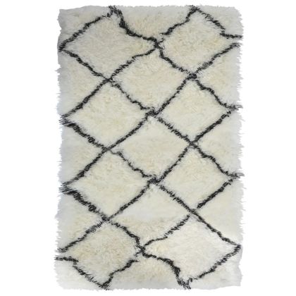 Alfombra Tejido Blanco Rombos, 160 Cm 