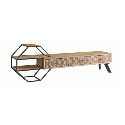 Mueble TV Estilo Moderno con Estantería Diseño Geométrico, 190 Cm