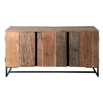Aparador-Buffet Madera Acacia Reciclada Metal Natural Negro, 150 Cm