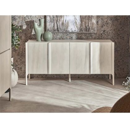 Aparador 4 Puertas Madera Mango Blanco Roto, 170X45x80 Cm