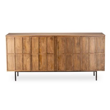 Aparador 4 Puertas Madera Mango Hierro, 182 Cm