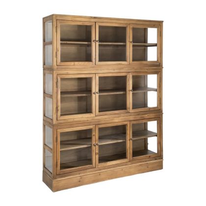 Vitrina 3 Módulos Cristal Madera Reciclada, 155 Cm
