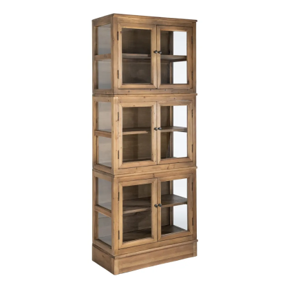 Vitrina 3 Módulos Cristal Madera Reciclada, 80 Cm