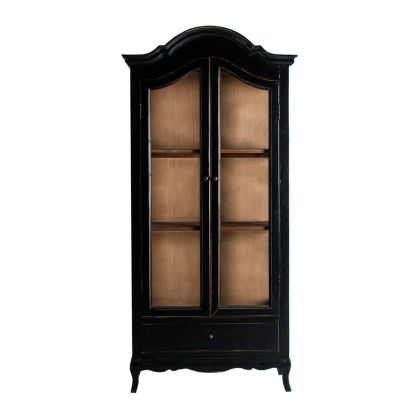 vitrina Negra Estilo Vintage Madera Reciclada, 90