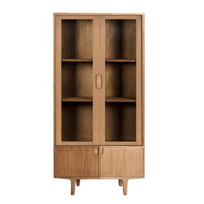 Vitrina Madera Natural Cristal 4 Puertas, 160 cm