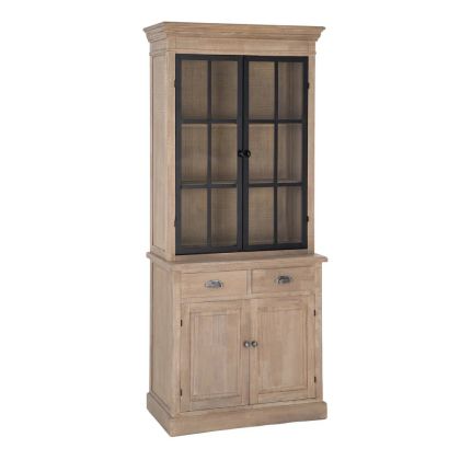 Vitrina Natural Negro Madera Pino, 87 X 40 X 198 Cm