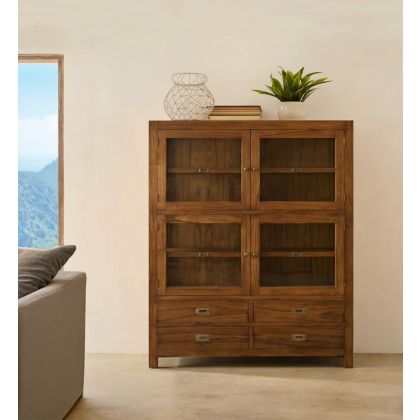 Vitrina Star 4 Cajones Bronce Madera Mindi, 115 cm