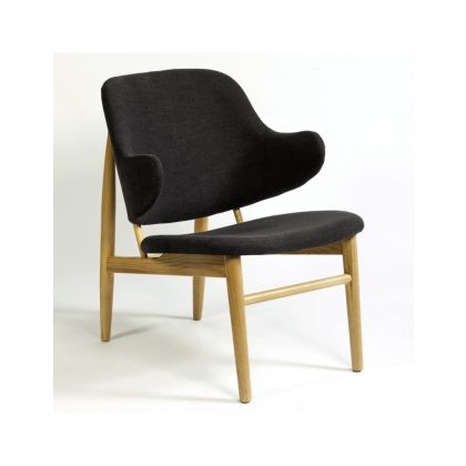 Sillón Moderno Tejido Negro Madera Natural, 61 Cm