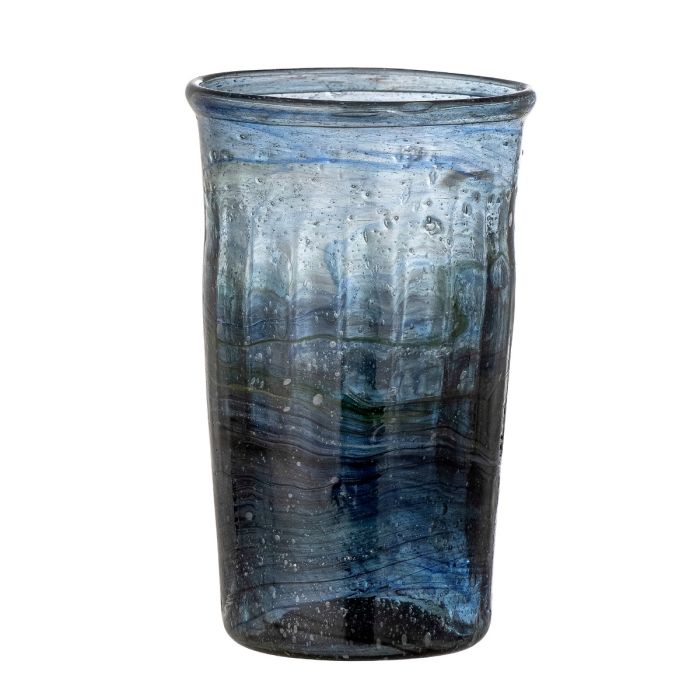 Vaso Taja Estilo Art Decó Azul Cristal, 11'5 Cm