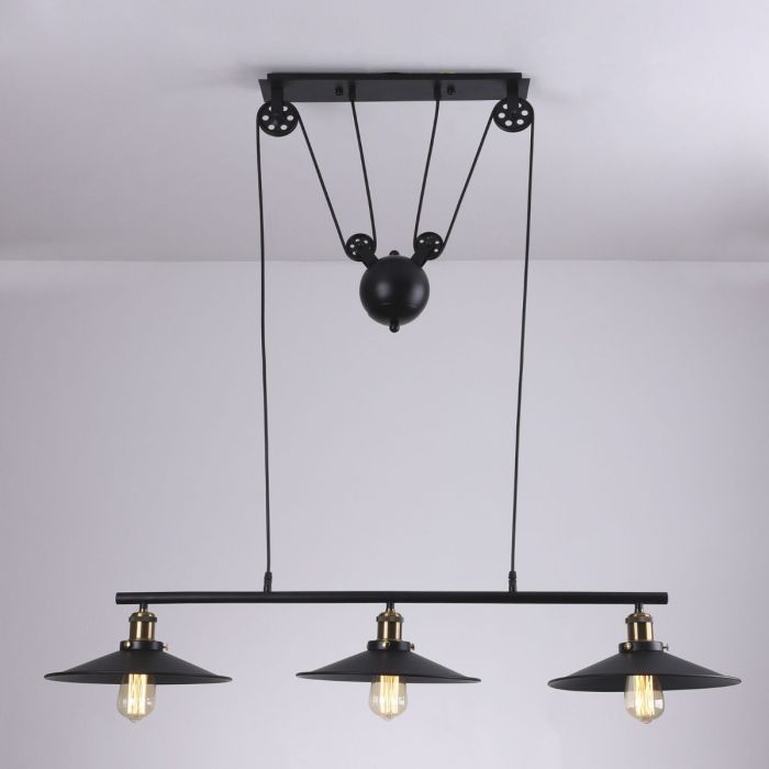 Lámpara Suspensión Vintage Metal Negro, 92 cm