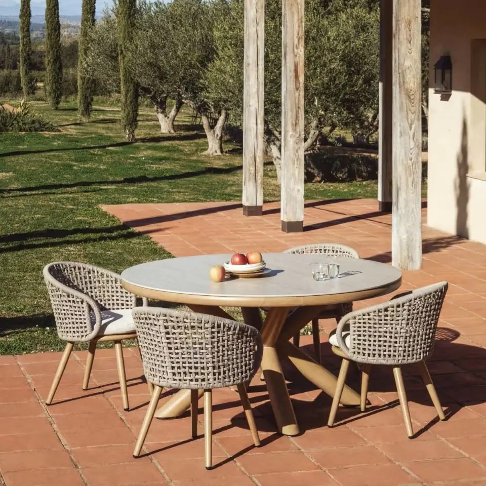 Sillas de jard&iacute;n modernas de aluminio y cuerda para terraza y comedor exterior